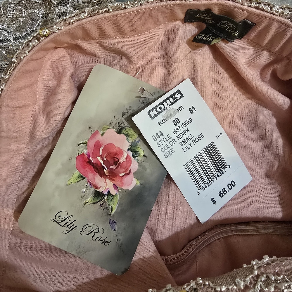 NWT Lily Rose Size Small Pink Sequin Strapless Formal Dress - Picture 9 of 10